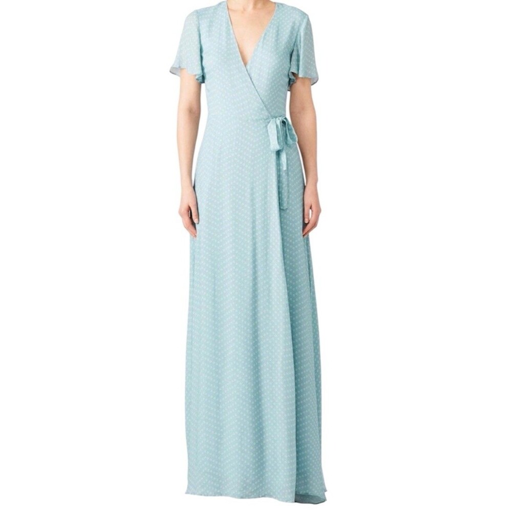 NWT Jetset Diaries Mohea Maxi Wrap Dress Sz S Blue White Polka Dot